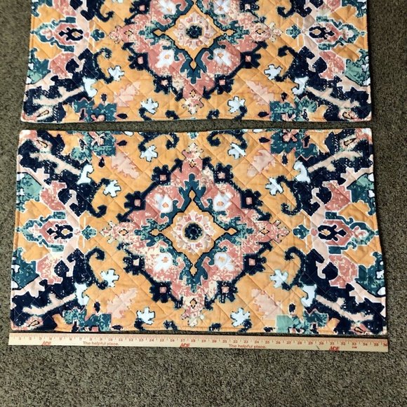 Design Source Two King Pillow Shams Floral Used Quilted Front 20” x 36” - Picture 6 of 16